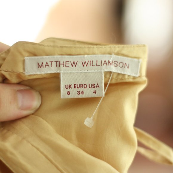 MATTHEW WILLIAMSON Tan Skirt with Woven Multi-colored bottom - Picture 4 of 6